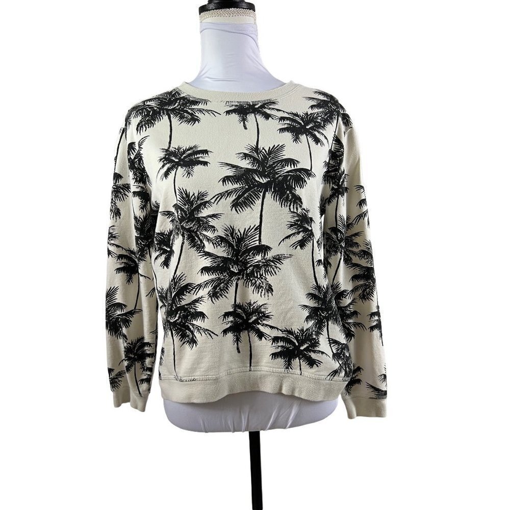 Forever 21 Sweatshirt Palm Print Black & White Long Sleeves size Small - Picture 1 of 6